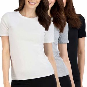 Lucky Brand Ladies’ Ribbed Crew, 3-pack